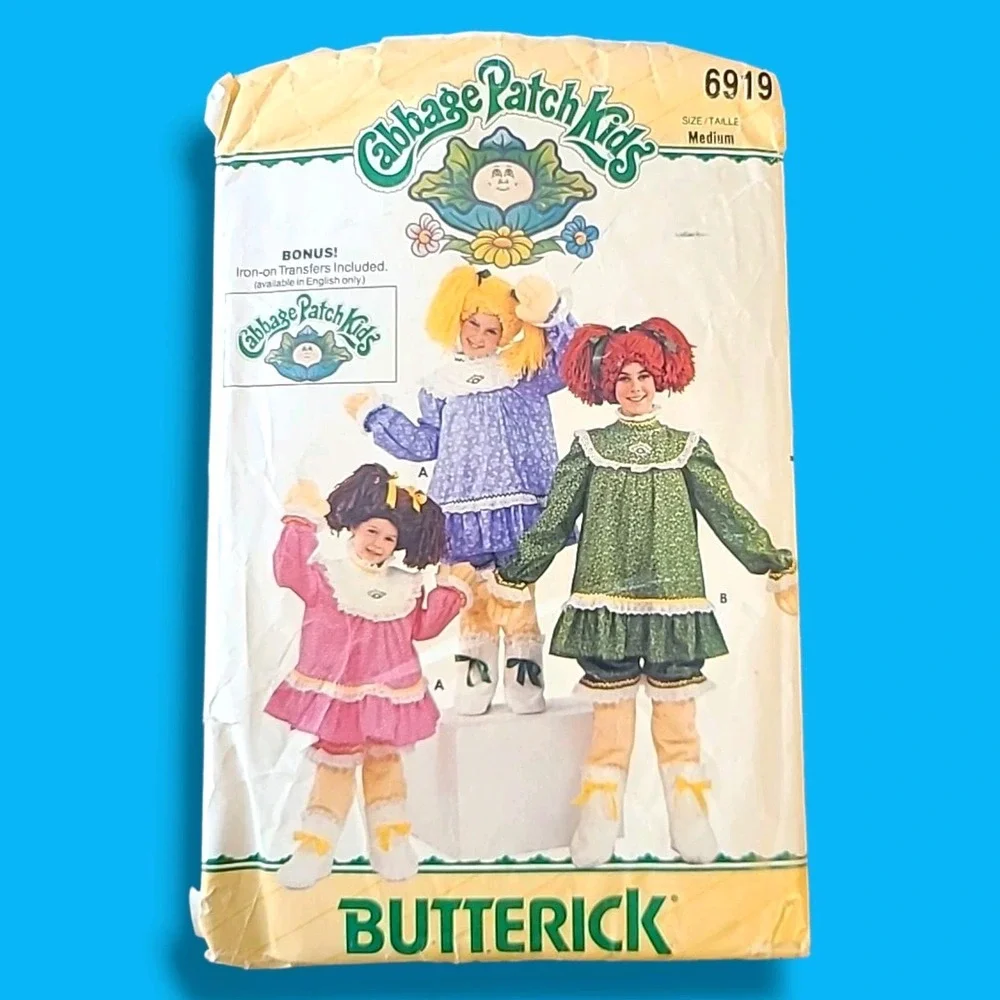 Butterick‎ 6919 Cabbage Patch Kids Costume Pattern Kids Medium 6-8 Vintage UNCUT